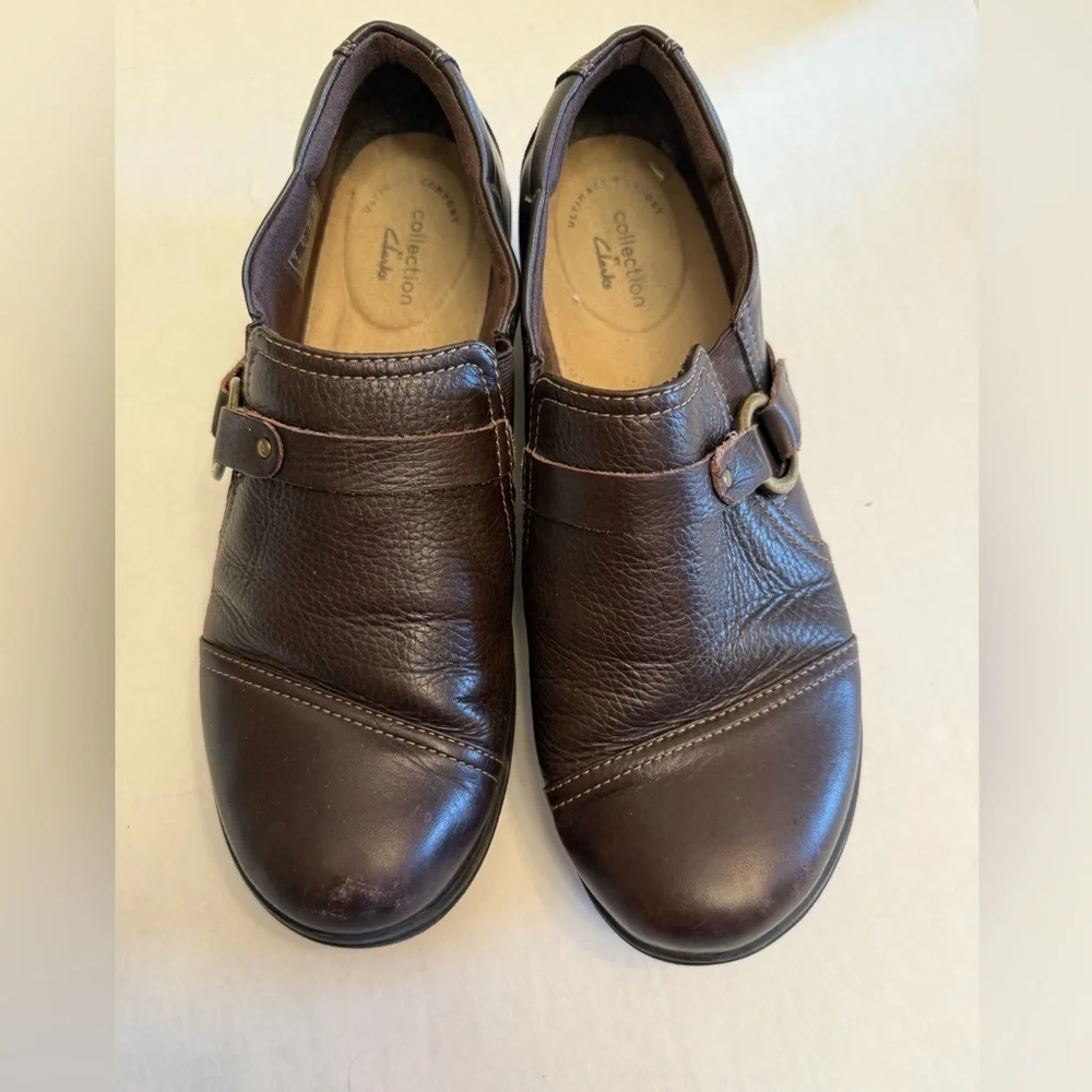 CLARKS CHEYN FAME PUMP LOFTERS DARK BROWN LEATHER 9.5